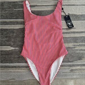 Wildfox Red and White Striped Swimauit